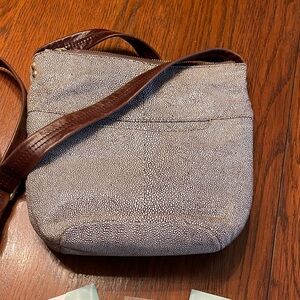 HOBO Textured Bag with Brown Strap